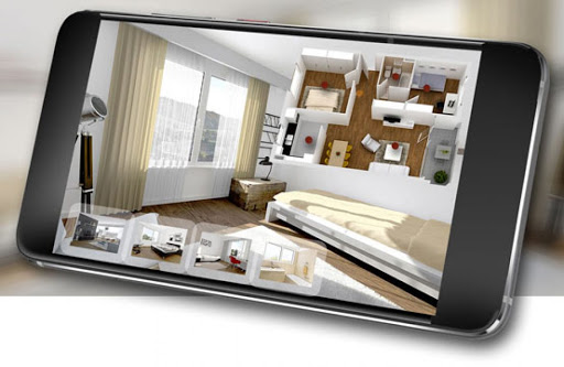 interior de apartamento na tela do celular